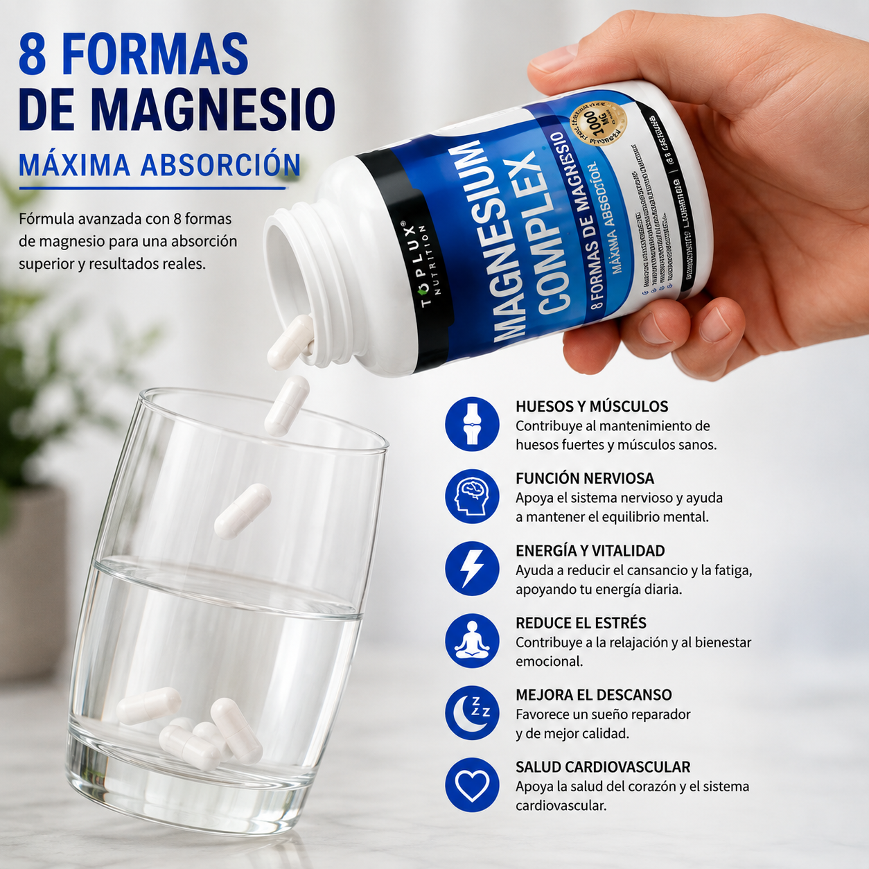 Magnesio Suplemento 8 Elemental 1000mg